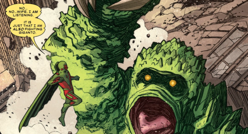 The Vision at work, from Vision #4. Art by Gabriel Hernandez Walta, Colors by Jordie Bellaire.